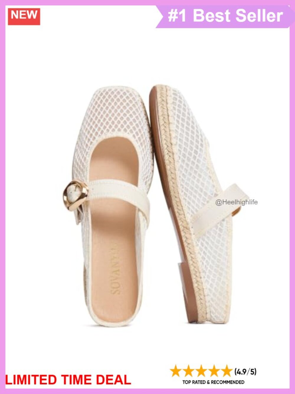 Mesh Flats Square Toe Espadrilles Mules Slip On Ballet Flat